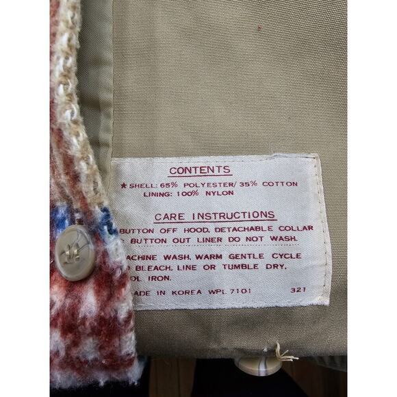 Vtg Women's XS Tan Trench Coat w/Detachable Blue Plaid Wool Liner & Collar - Picture 7 of 16